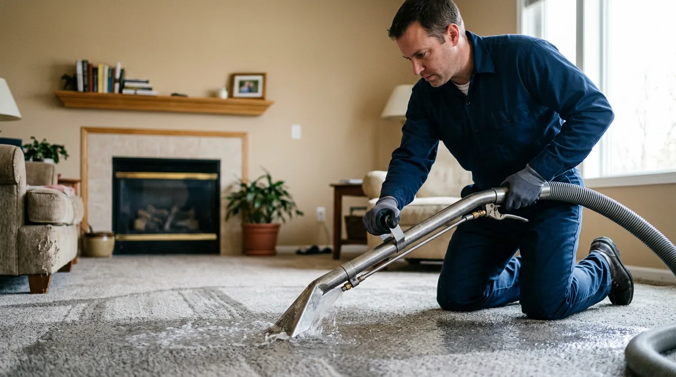Water damage restoration technician working near Medina, OH